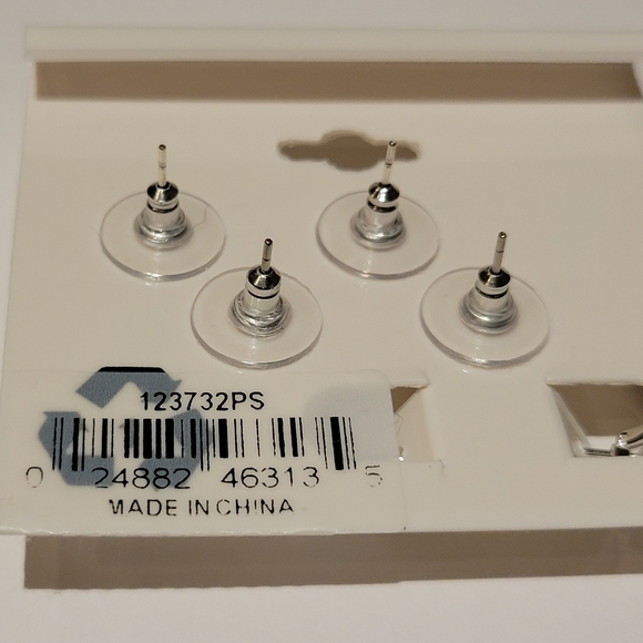 Cherish Silver Stud,Pearl and Mini Hoop Set Earrings - Picture 6 of 6